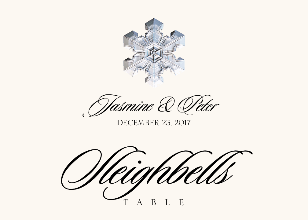 Winter Snowflake Assortment Wedding Table Names, Winter Table Name